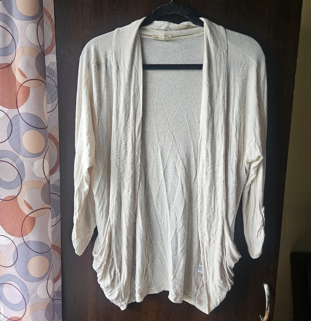 Zenana Outfitters Cream Open-Front Cardigan